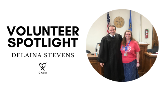 volunteer spotlight; Delaina Stevens; Judge Brendon Bridges; courtroom